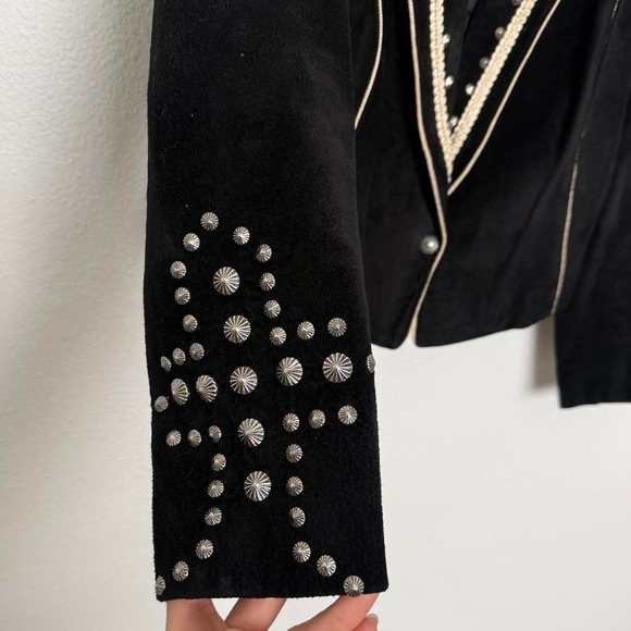 Vintage Concho Leather Jacket Cropped Western Studded Blazer USA Made - Picture 6 of 10